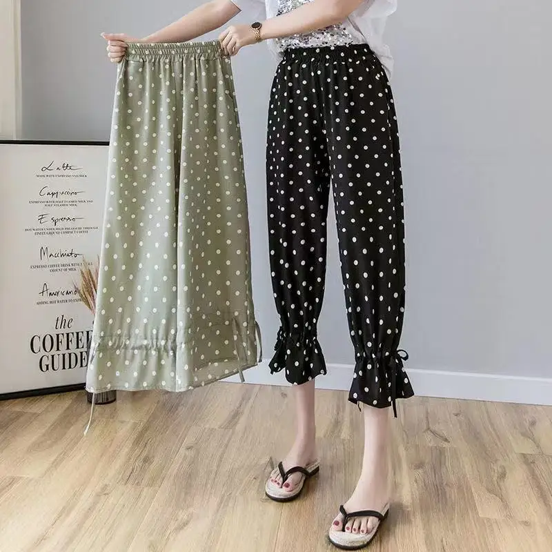 

Размера плюс в горошек Женские широким носком средства ухода за кожей стоп Корейская Стиль с эластичной резинкой на талии тонкую щиколотку ...