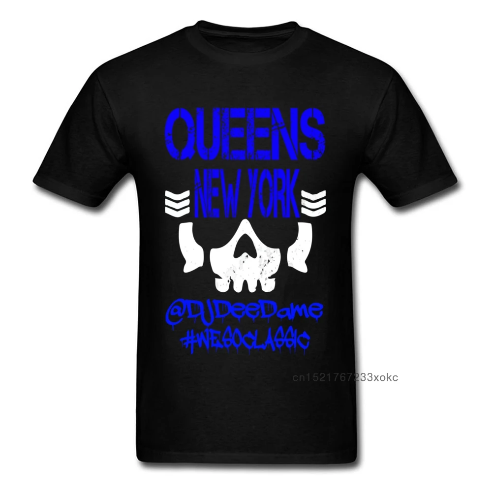 

Dee Queens 2018 New York Skull Printed Men Black T Shirt Party Letter Tops Funny Design Summer Couple Clothing USA Team