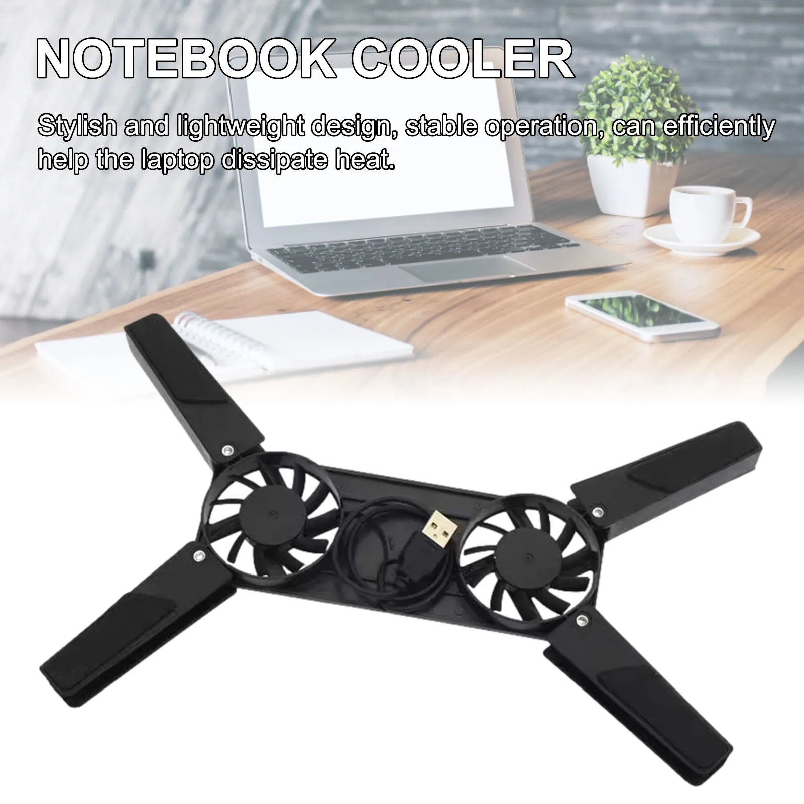 

Laptop Cooler Pad Stand Base Cooling Foldable Dual Fan USB Portable Convenient Notebook Cooler Notebook Computer Accessories