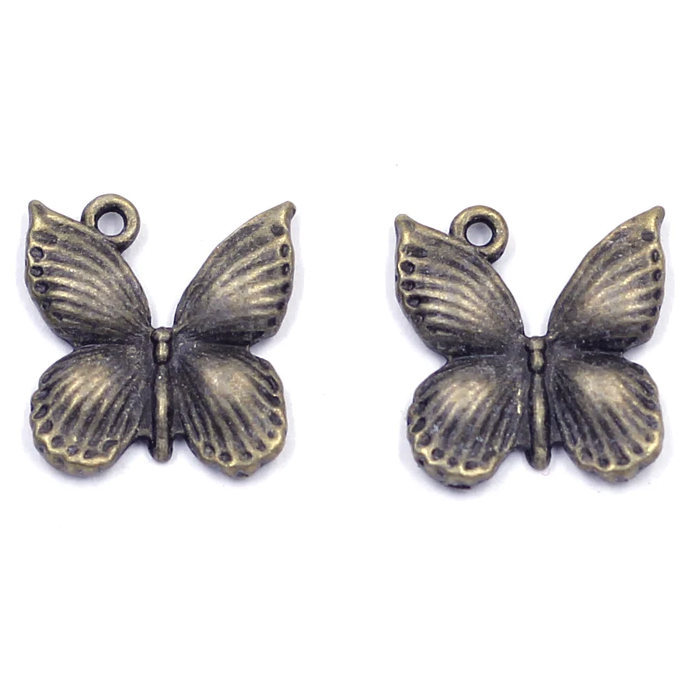 

10Pcs Pendants Butterfly Animal Theme Bronze Tone For Charm Bracelets Zinc Metal Alloy Jewelry DIY Making Finding 18x17mm