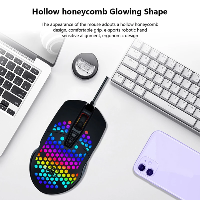 Ergonomic 4000DPI USB Wired Hollow-out RGB Light Gaming Mouse Mice for PC | Компьютеры и офис