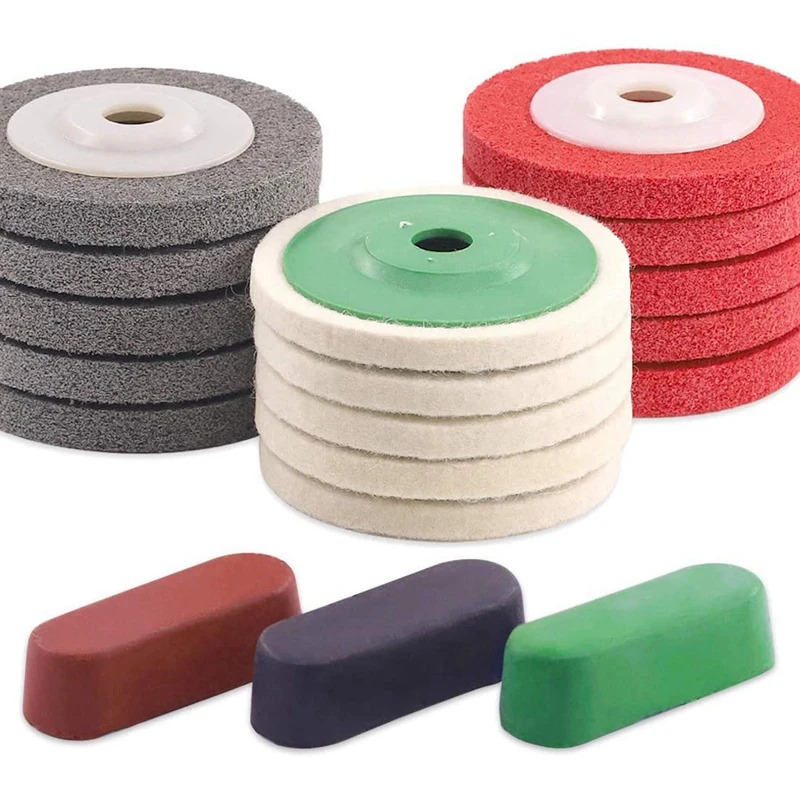 

18 Pcs Wool Felt Polishing Wheel Kit, Polishing Wheel Polishing and Polishing Disc Polishing Wheel, for Angle Grinder