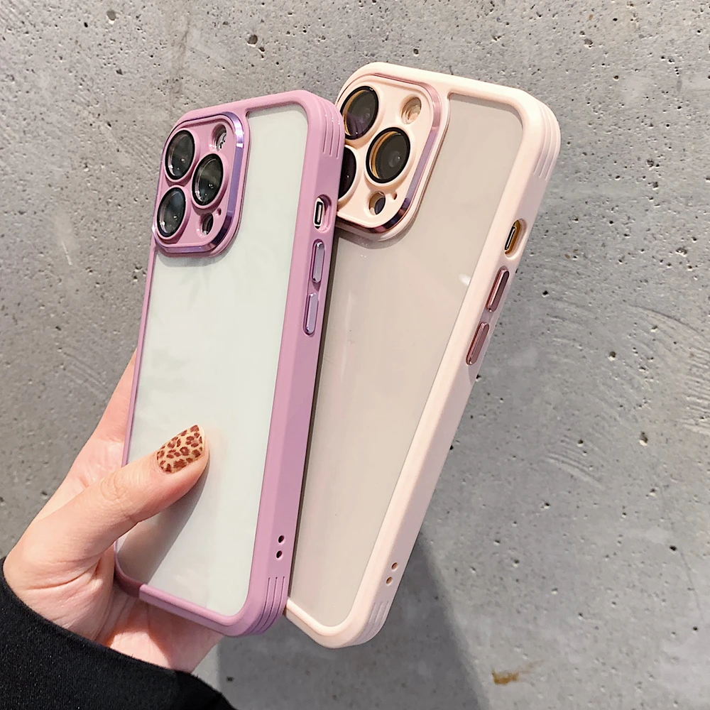 

Luxury Lens Protection Bumper Phone Case For iPhone 11 12 13 iPhone11 Pro Max Shockproof Crystal Clear Hard Back Cover Shell