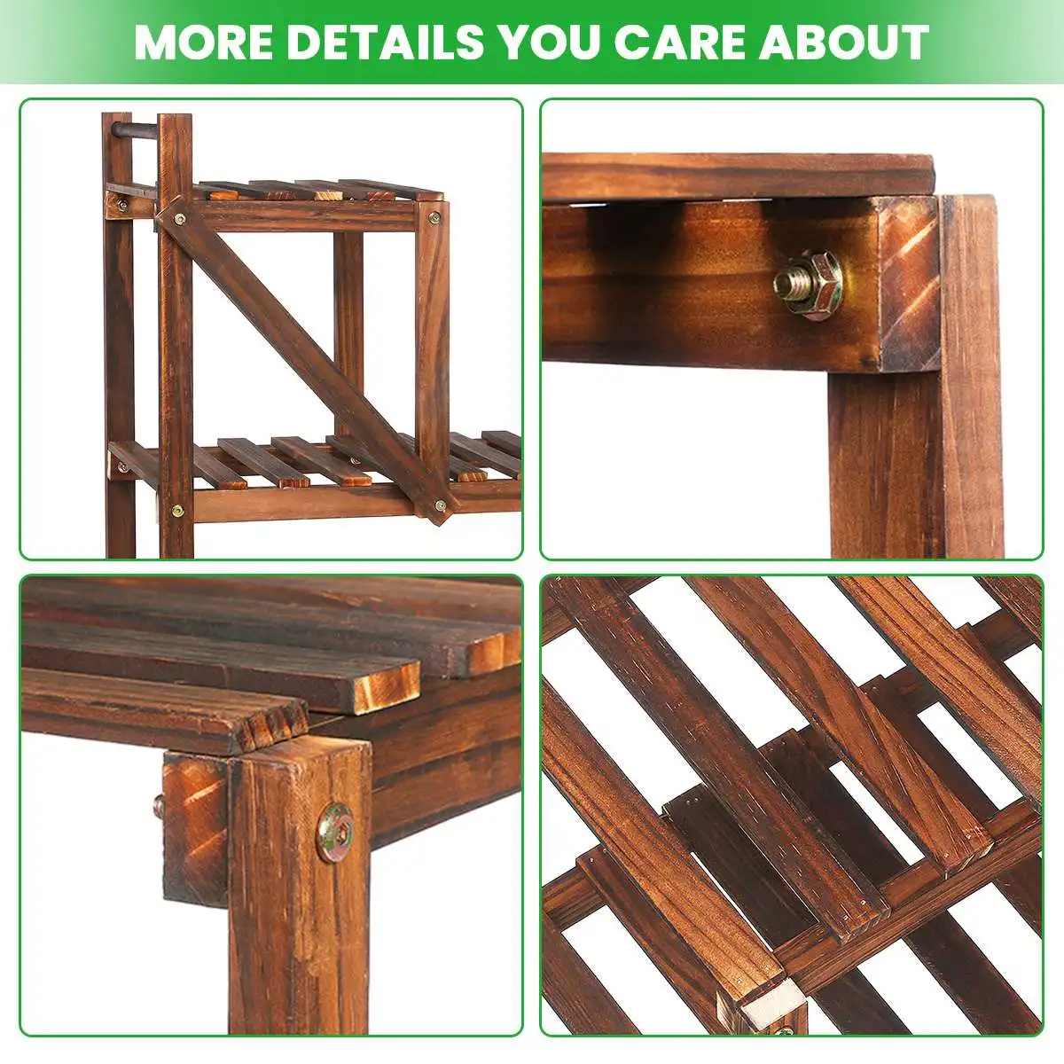 

3-Tier 9 Pots Wooden Plant Flower Stand Shelf Balcony Garden Flower Plant Stand Display Shelf Corner Stand Display Shelf Rack