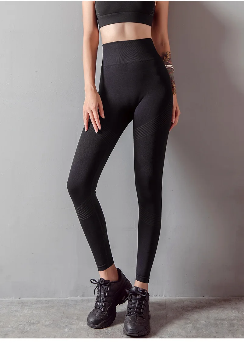 

Sexy peaches hip high waist yoga pants women knit seamless breathable abdominal yoga pants