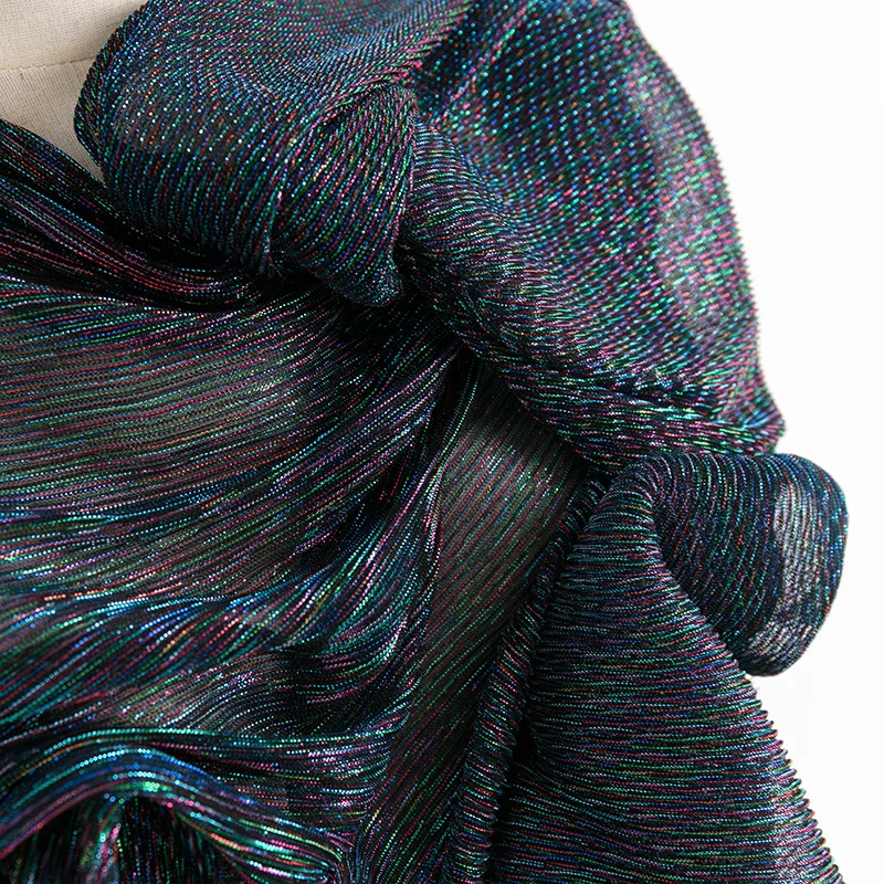 Модный дизайнер Креп блеск ткани блестящий мягкий для вечернего платья или шарф