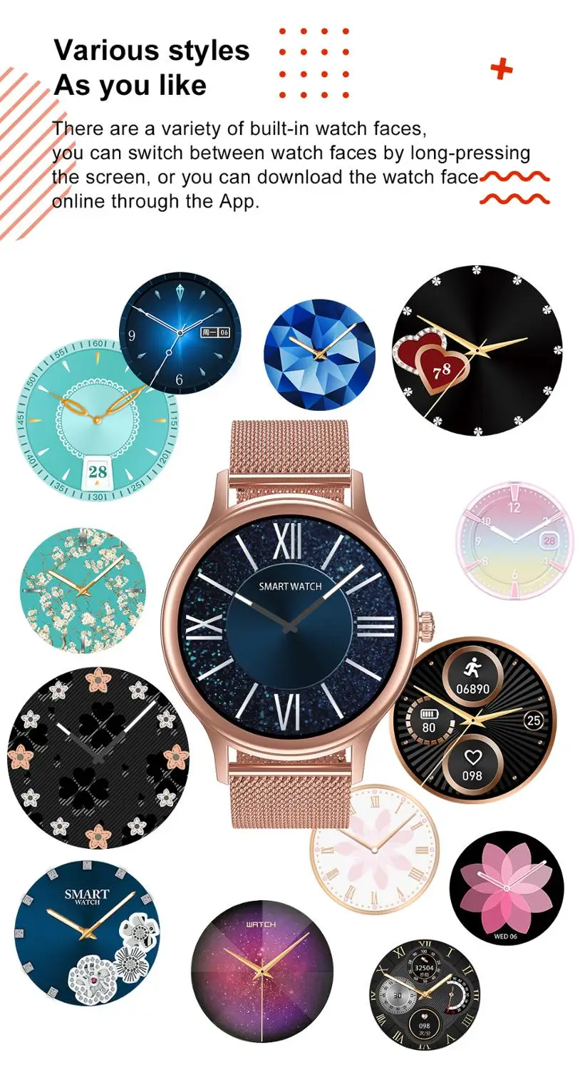 

2021 New Fashion Women Smart Watch IP67 Smartwatch Women Watch Face Custom Women Health Smartwatch DT66 Smart Watch VS KW10 DT88