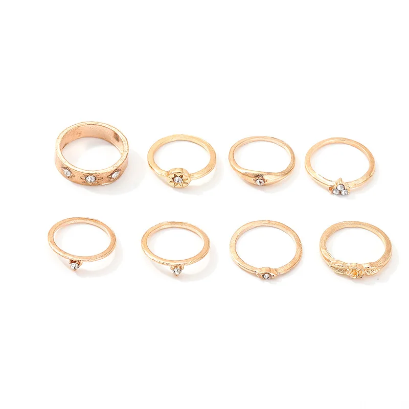 8 шт./компл. кольца Винтаж простой Повседневное золотые блестящие украшения