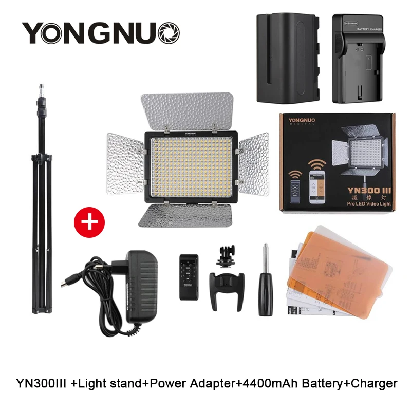 YongNuo YN300 III YN300III 3200k-5500K CRI95 Светодиодная лампа для фото-и видеосъемки опционально с