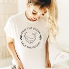 Сохраните океана спасти планету женские хлопковые футболки с симпатичным дельфином печатных женская футболка размера плюс, топы, женские футболки с принтом; Прямая поставка