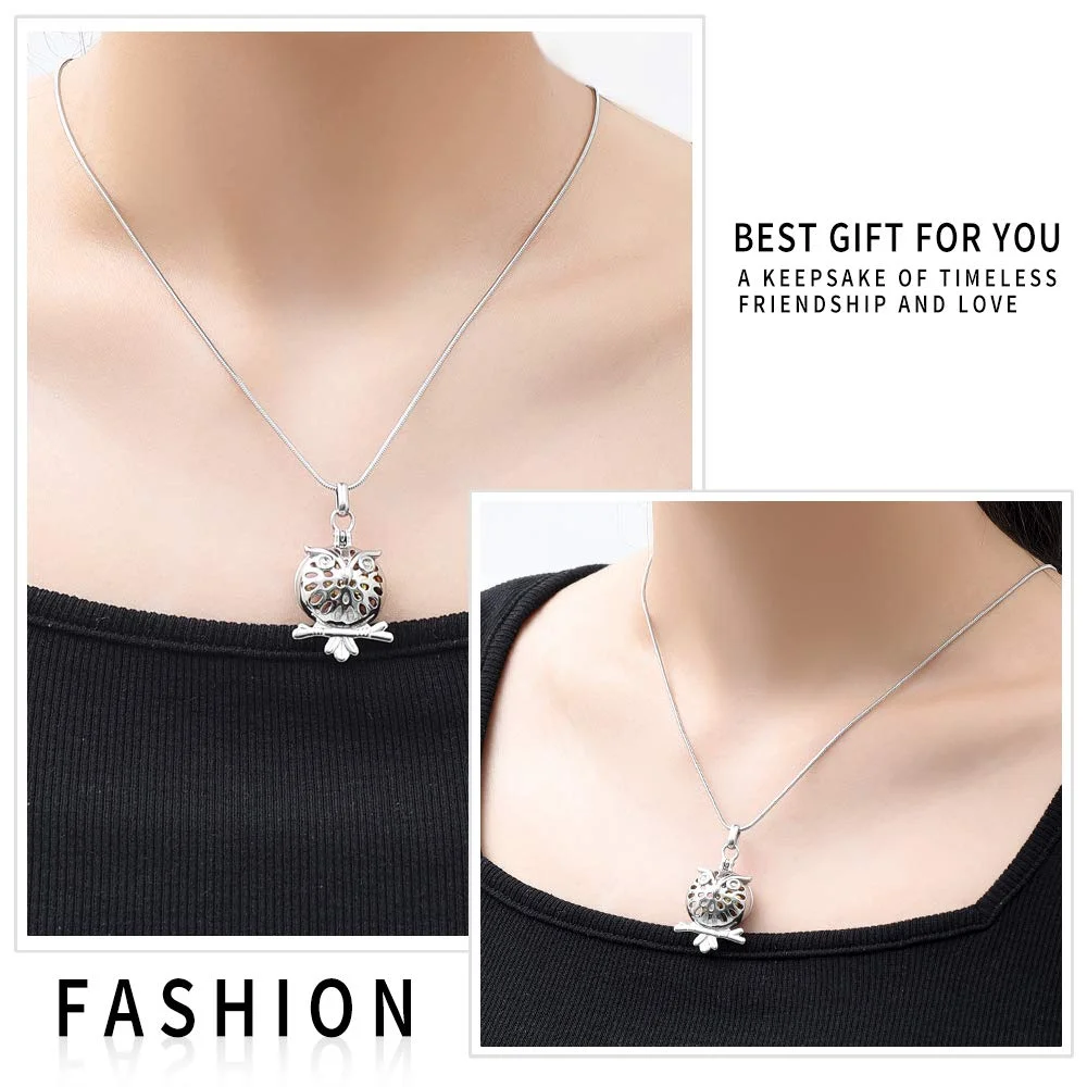 

Cremation Jewelry Urn Pendant Necklace with Hollow Urn Cremation Jewelry for Ashes Owl Shape Pet Cremation Jewelry