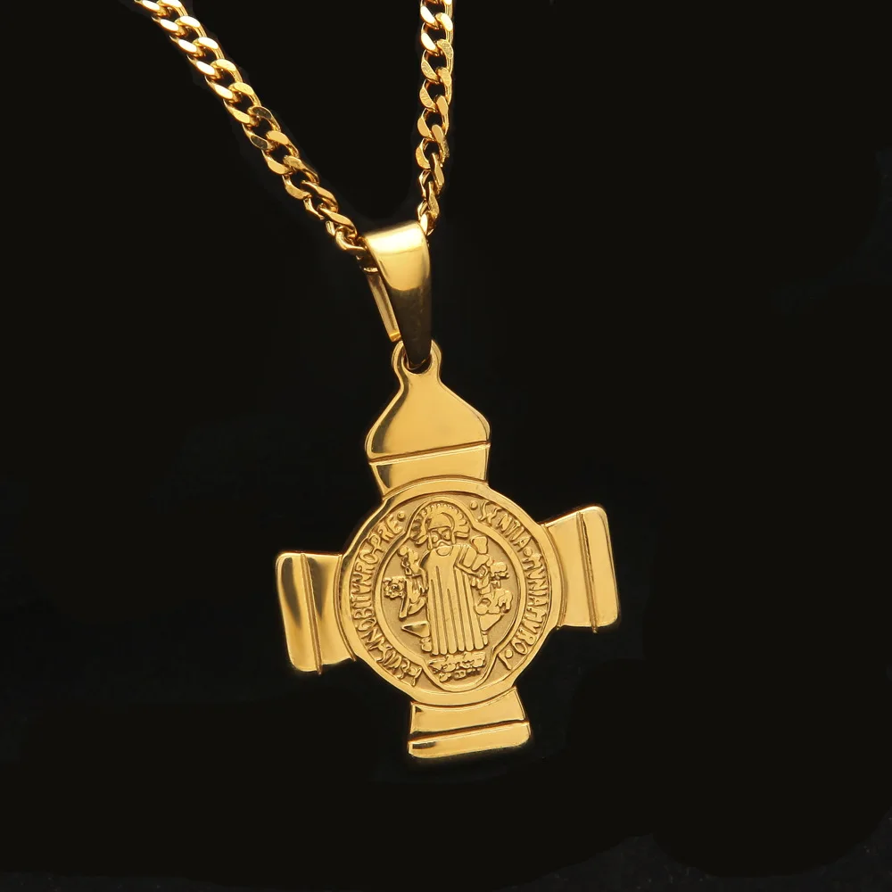 

High Quality New Cross Necklace Pendant Stainless Steel Crucifix Bible Prayer Necklace Men Chain Hip Hop Personality Jewelry