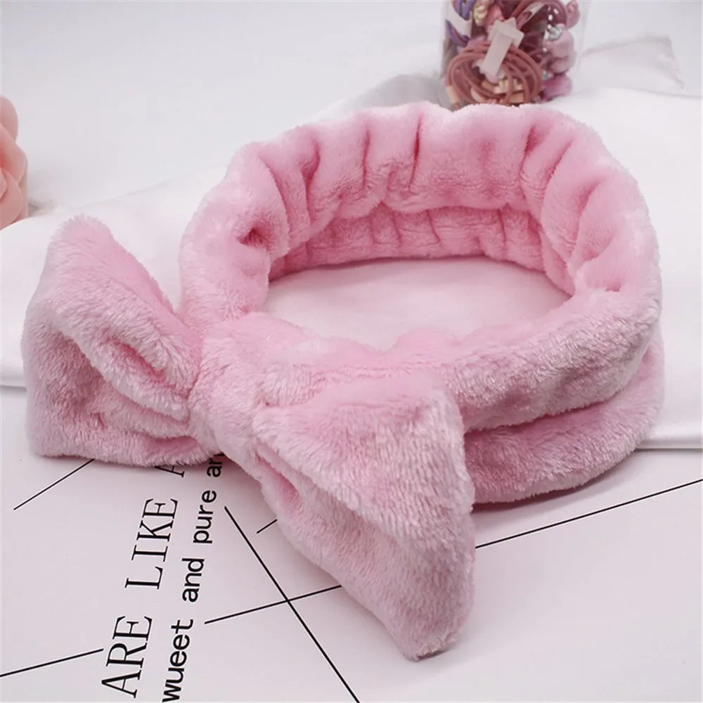 

Coral Fleece Hairbow Cross Headband For Wash Face Makeup Lady Bath Mask Cosmetic Hairband Elastic Soft Turban Hair Accessories