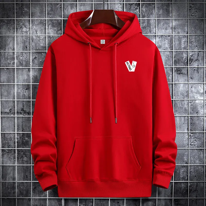 

Hoodies Men's Clothing 2021 Autumn Tops Cotton Pullover Hoodie Men Fashion V Logo Graphics Print Street Casual Hoody Coat Male