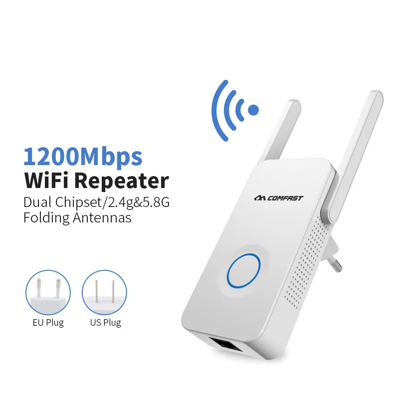 1200Mbps WiFi Extender Internet Signal Powerful Dual Band Wireless Repeater 2.4GHz 5GHz Wi-Fi Antenna |