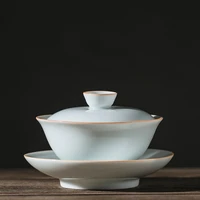tea cup puer gaiwan bowl set soup tureen mug embryo made akadama large pears with lid kung fu porcelain matcha tableware ceramic