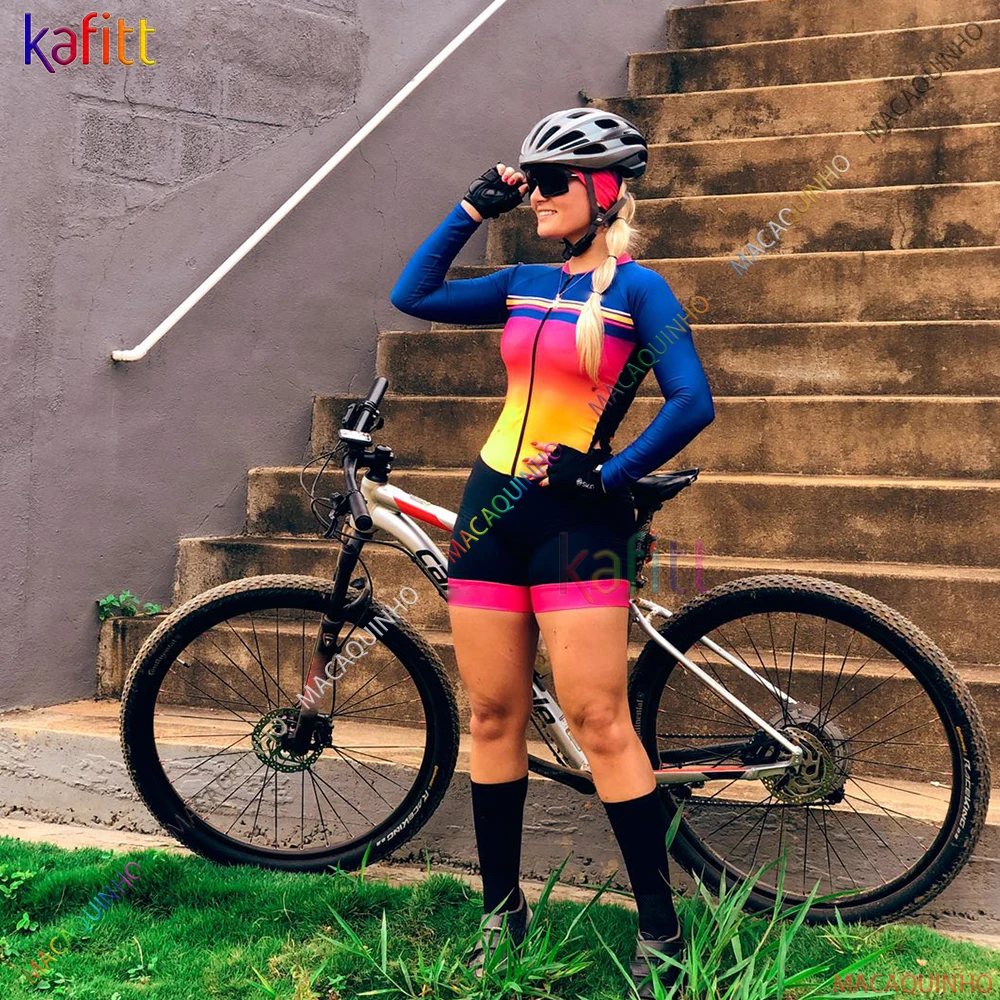 Женский велосипедный комбинезон с длинным рукавом гелевые брюки - купить по