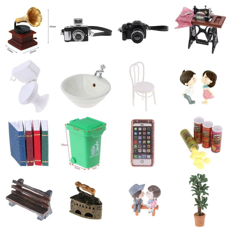 

1pc Decoration Accessories Green Potted Plant Alarm Clock Cell Phone Dollhouse Furniture Toys Doll House