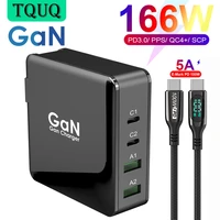 tquq 166w fast charger usb c power adapter 4 port pd100w pps 65w 45w qc4 0 for macbook iphone samsung hp dell xiaomi laptop