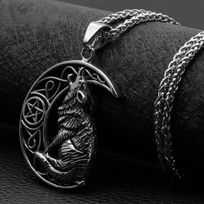 Модная подвеска в виде волка из титановой стали, ожерелье из нержавеющей стали для пары, ювелирные изделия типа Луны, оптовая продажа, горячая распродажа