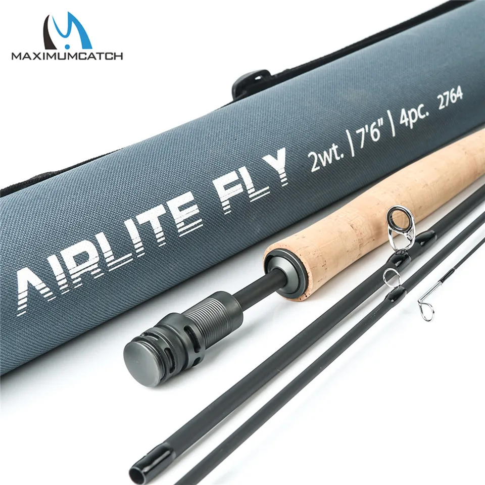 Maximumcatch Высший сорт Airlite 7'6'' удочка для ловли нахлыстом 2WT/3WT супер светильник, Графитовая Удочка из углеродного волокна с трубкой Cordura