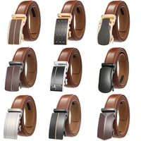 3 5cm width high quality cow genuine leather belt for men business metal automatic buckle ratchet dark brown mens belts g183