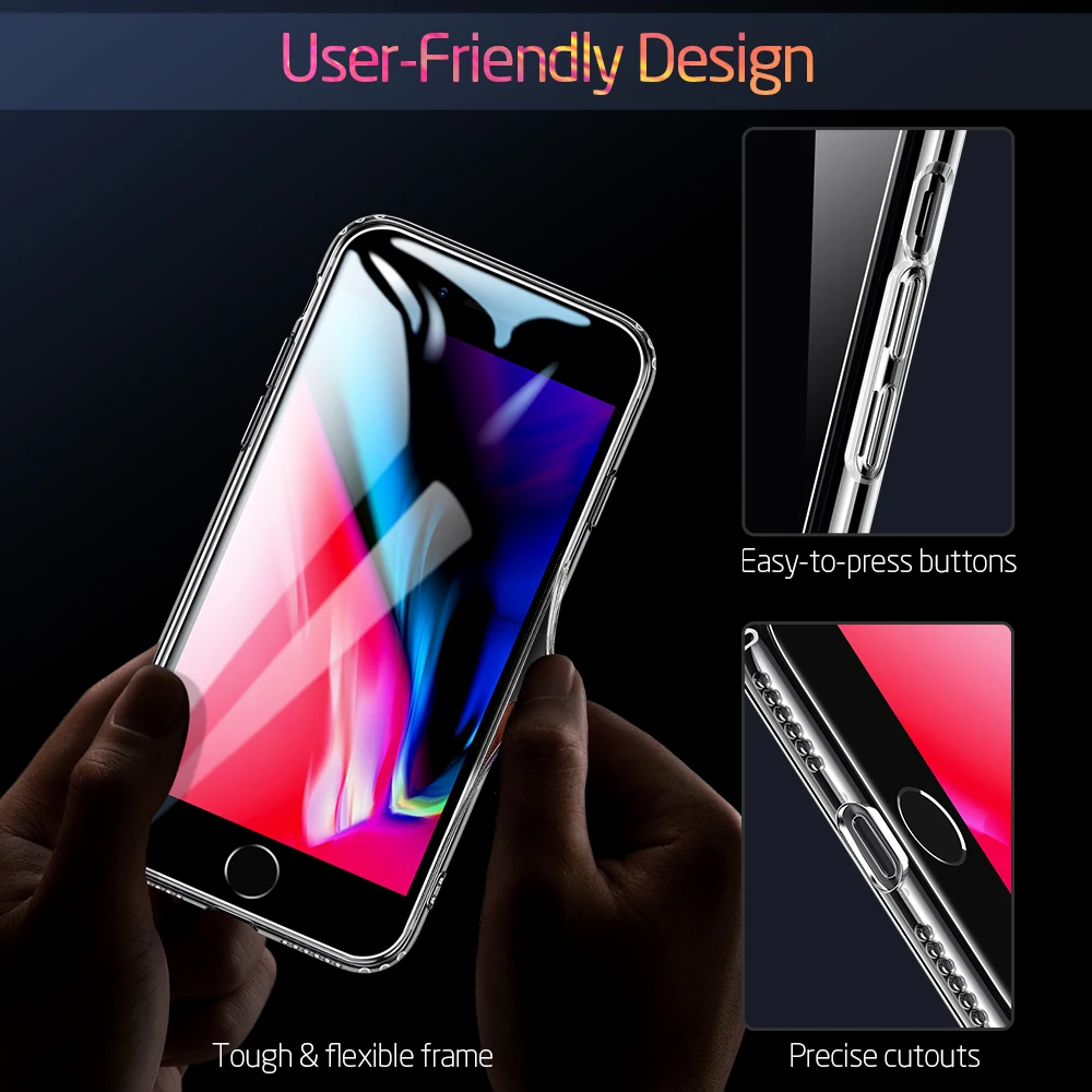 Чехол ESR из закаленного стекла для iPhone SE 2020 11 Pro X XR XS Max прозрачная задняя крышка