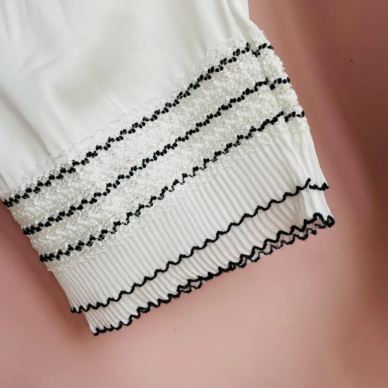 Женский Пижамный костюм из искусственного шелка белая рубашка с кружевной