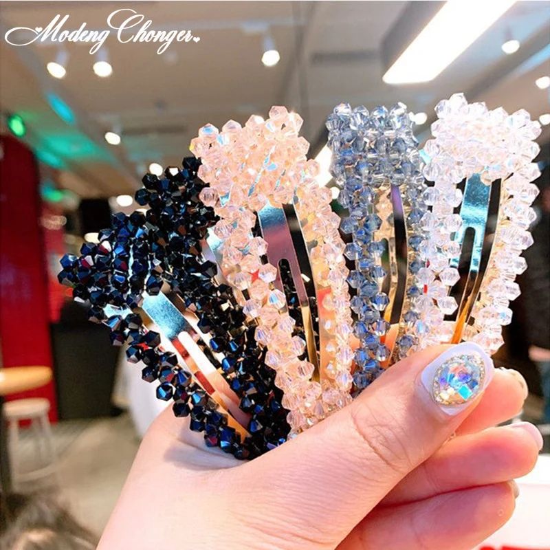 

Korean Version Original Hollow Water Drop BB Side Clip Custom Crystal Transparent Hairpin One Word Hairdressing Hair Accessories