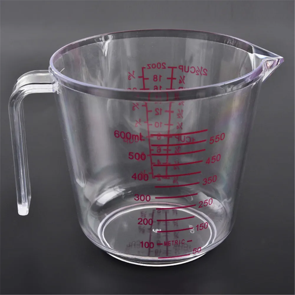 1pcs 300/600ml High Quality Plastic Measuring Cup Clear Scale Show Transparent Mug Pour Spout 2 sizes Measuring Device