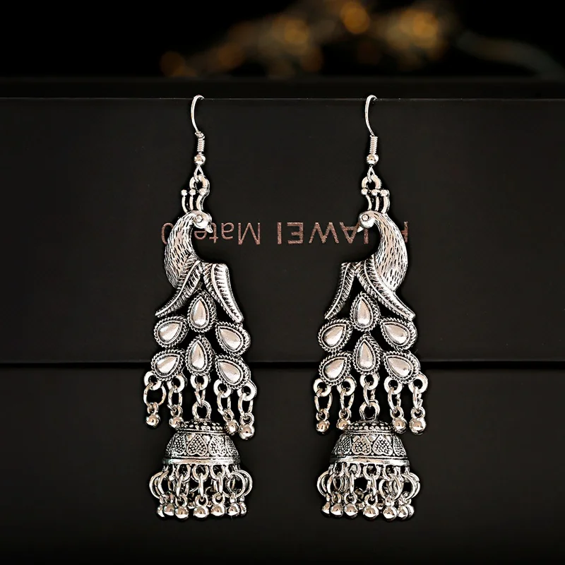 Женские Висячие серьги в стиле ретро Индийский Болливуд Павлин юмка джумки