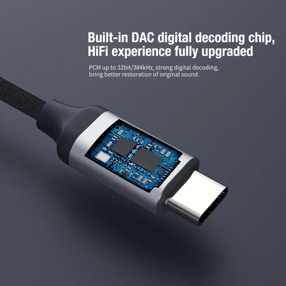 Адаптер для наушников NILLKIN с разъемом USB Type-C на 3 5 мм аудиокабель Aux чип DAC Samsung S20 Ultra
