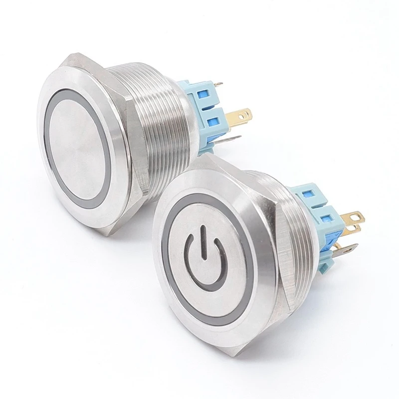 30 мм, кнопочный переключатель, синее кольцо, 5 В, 12 В, 24 В, 220 В ...