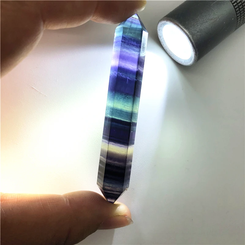 

1 Piece Natural Rainbow Fluorite Obelisk Quartz Crystal Double-pointed Terminated Wand Natural Stones and Minerals
