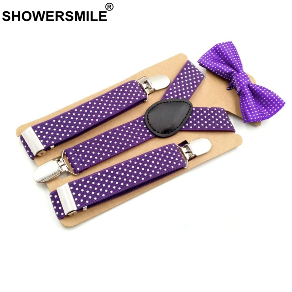 Детские подтяжки и галстуки бабочки SHOWERSMILE фиолетовые брюки унисекс для