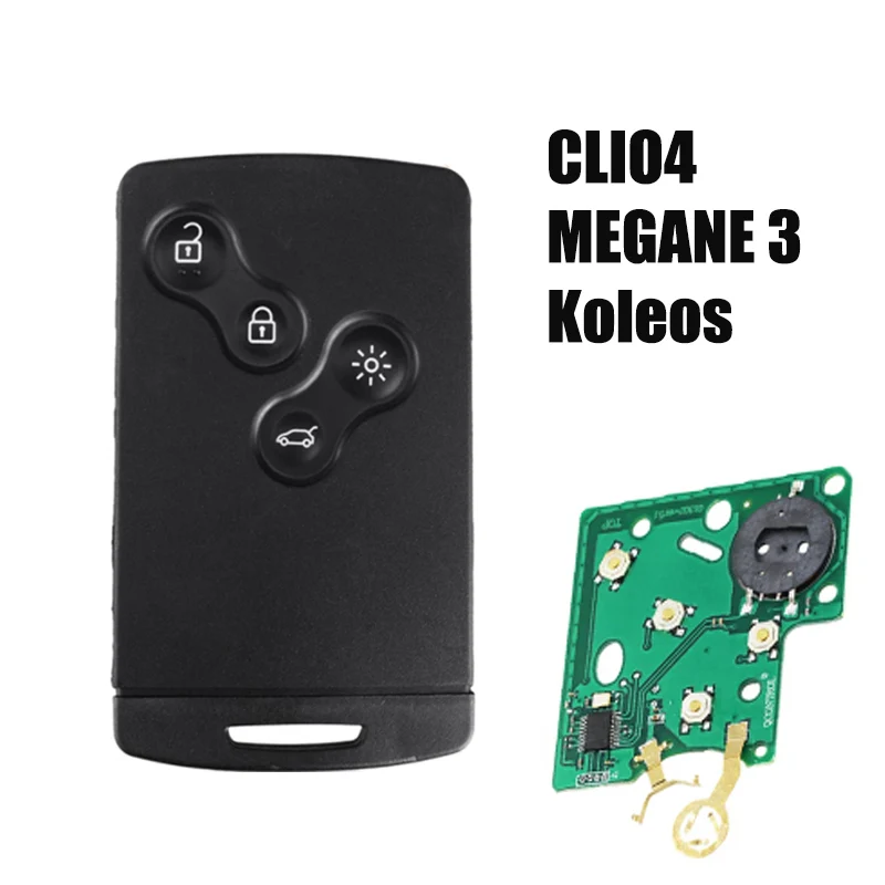 

Remote Card Smart Car Key for Renault Megane 3 clio 4 Koleos Scenic laguna with Uncut Key Blade 434Mhz ID46 PCF7952 7953 CHIP