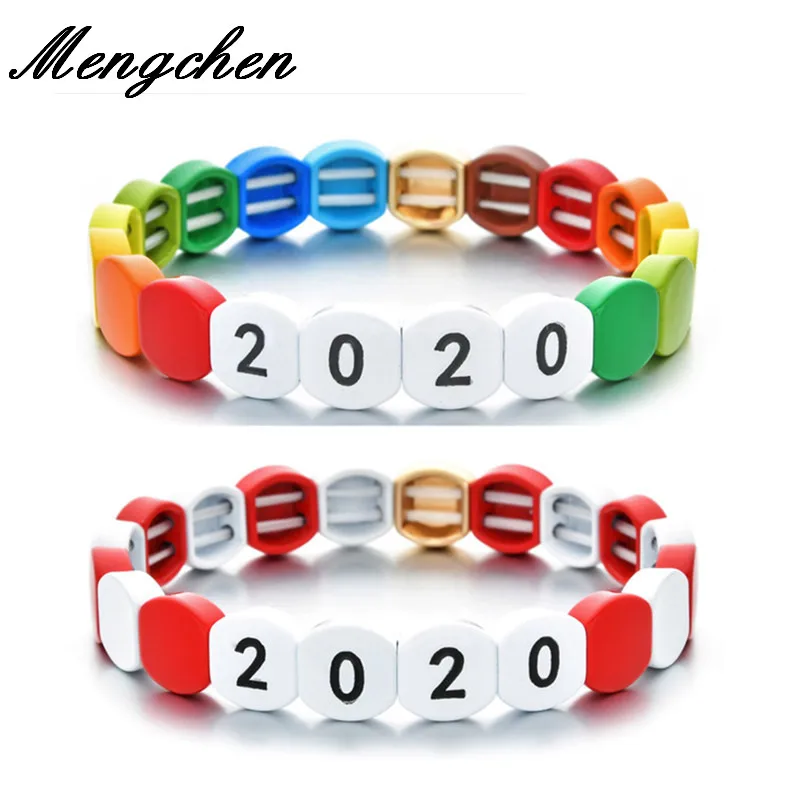 

Браслет в богемном стиле с радужной надписью 2020 для женщин и мужчин, популярные эмалированные ювелирные изделия ручной работы для друзей, п...