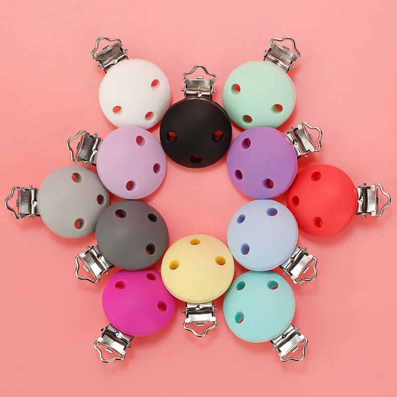 TYRY.HU-Pinzas redondas de silicona para chupete de beb&eacute;, accesorios de cadena para chupete, sin BPA, 5 unids/set por juego-3