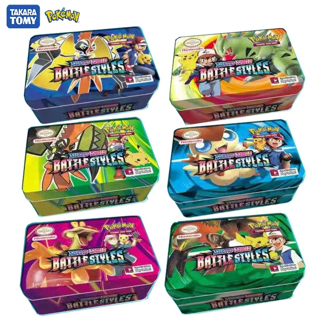 42pcs/set Pokemon Cards Iron Box TAKARA TOMY Battle Games Hobby Trading Collectibles Game Collection Anime for Child | Игрушки и хобби