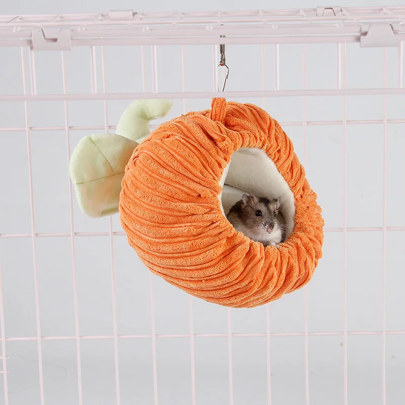 

Rat Hanging Bed Pumpkin Shaped Hamster Cage Accessories Super Soft Guinea Pig Nest Suger Glider Hammock Small Animal Supplies