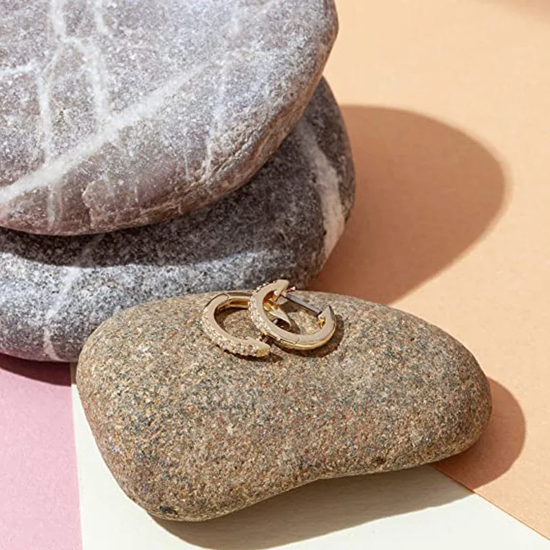 

14K Gold Plated Cubic Zirconia Cuff Earrings Huggie Stud Earrings A great gift for mothers on birthday or wedding celebrations