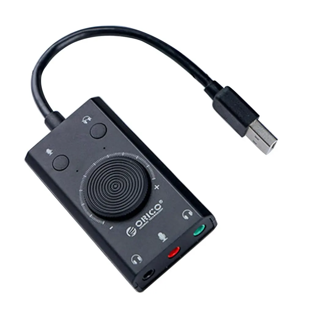 

External USB Sound Card Stereo Mic Speaker Headset Audio Jack 3.5mm Cable Adapter Mute Switch 3 Port Output Volume Adjustment