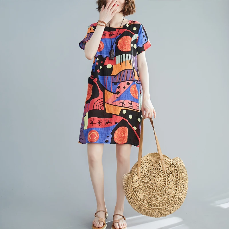 Летнее Новое эксклюзивное женское хлопковое и льняное дышащее удобное платье в