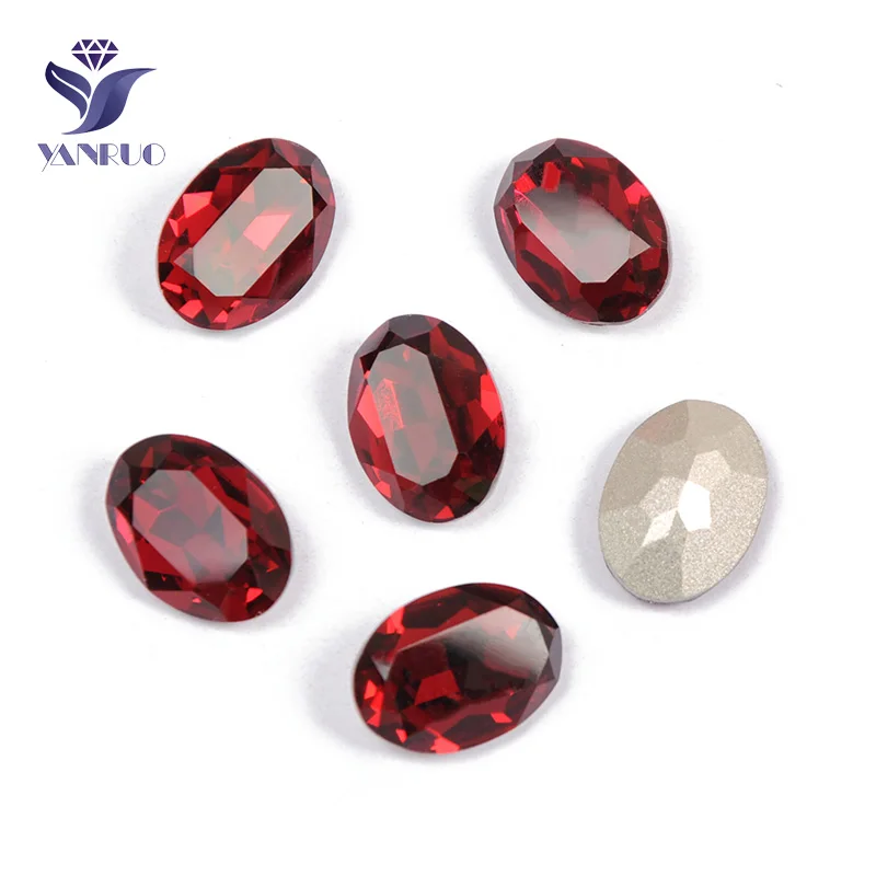 Siam Yanruo 4120 Овальные Стеклянные Стразы Самоцветы DIY шитье кристаллы Декоративные Камни Точка назад пришитые Стразы для украшения для одежды - Цвет: Siam