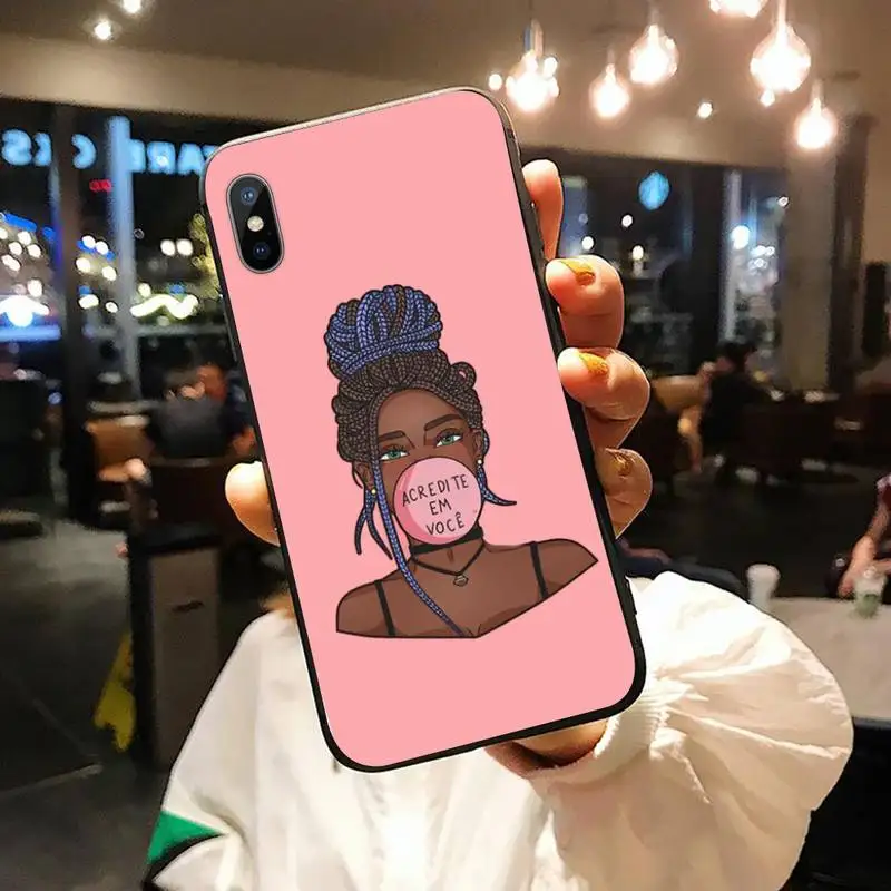 

Personalized MELANIN POPPIN Black Girl Phone Case for iPhone 11 12 pro XS MAX 8 7 6 6S Plus X 5S SE 2020 XR