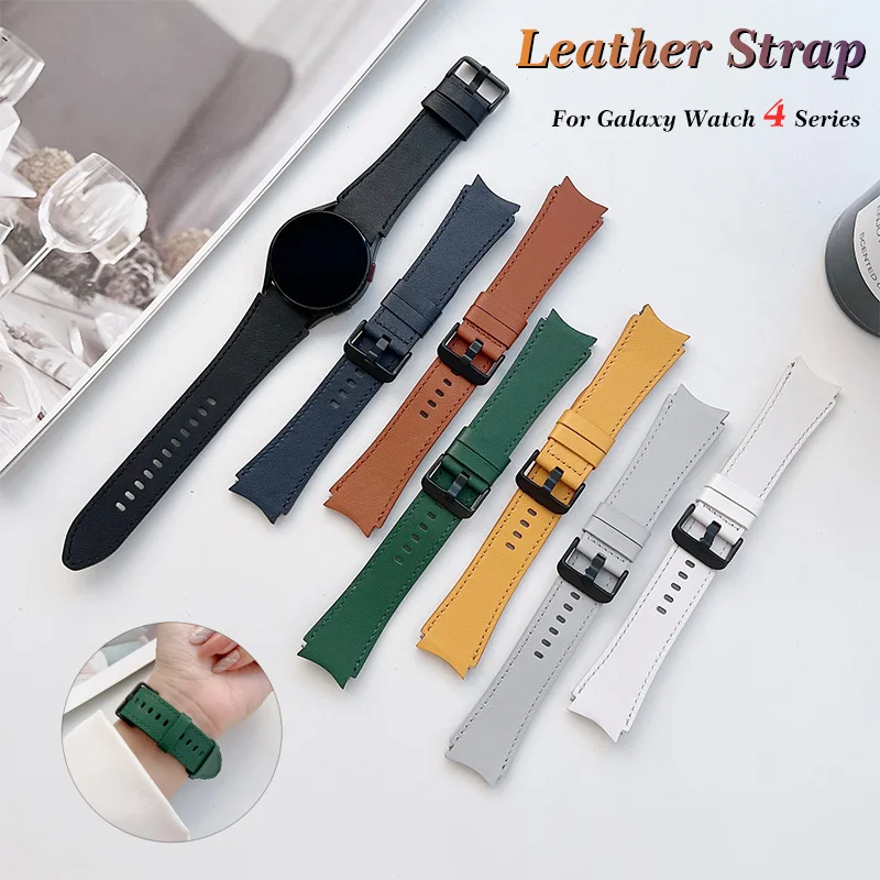 

Ремешок из натуральной кожи для Samsung Galaxy Watch 4 40 мм 44 мм, официальный браслет для Galaxy Watch 4 Classic 42 мм 46 мм