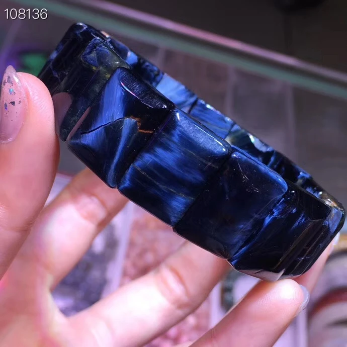 Натуральный синий прямоугольный браслет Pietersite с камнями 18x13 мм бисер для женщин и