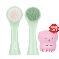 manual double sided facial cleansing brush silicone pore cleaning acne blackhead remover dead skin exfoliator foam bubble maker