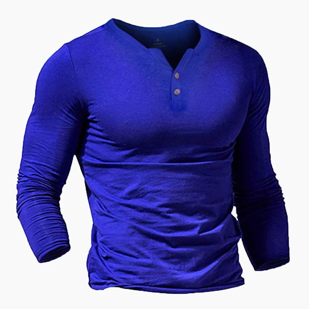 

Men's fashion solid color V-neck slim top