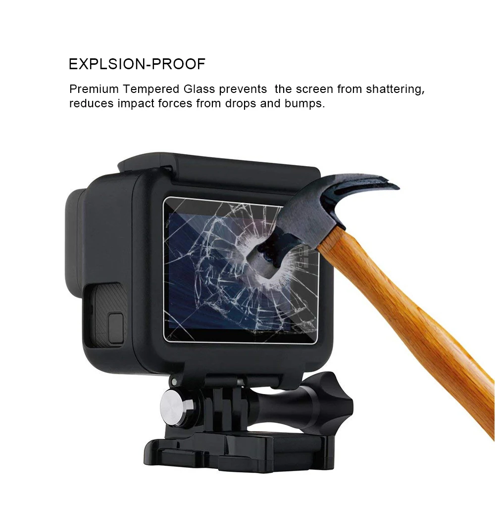 Защитная пленка из закаленного стекла для GoPro Hero 7 6 5 объектив+ ЖК-экран Защитная пленка для Go Pro Hero 7 серебристые и белые аксессуары